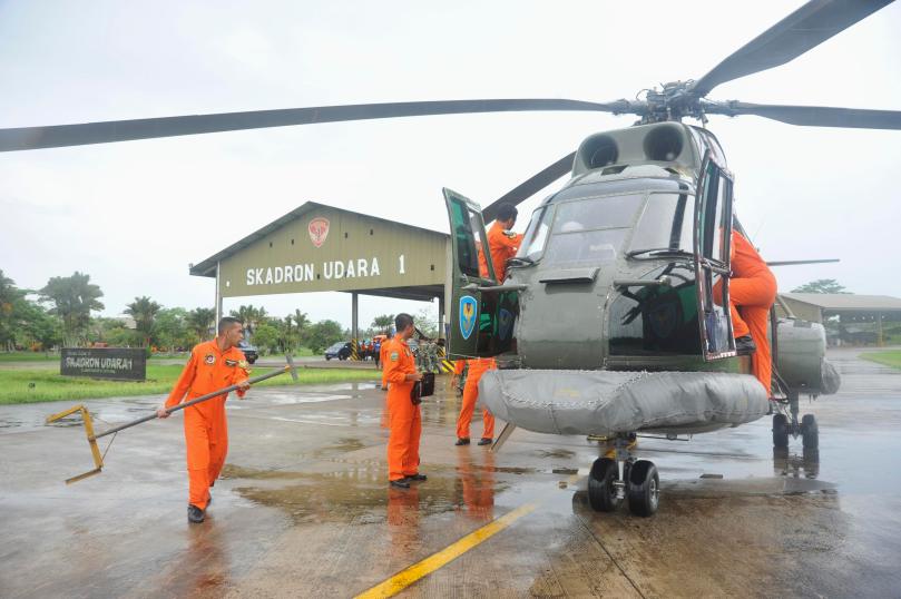 Indonesian Airforce prepare to search for the missing AirAsia Flight QZ8501, from a base in Kubu Raya